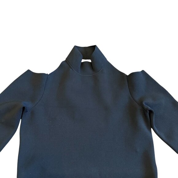 Alexander Wang Black Fitted Bodycon Dress Turtle Neck Cold Shoulder Size Small - Picture 2 of 12